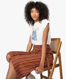 GEMO Pantacourt femme large et fluide marron standard