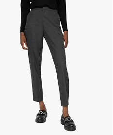 GEMO Pantalon femme aspect lainage avec taille élastiquée Gris