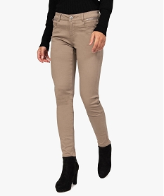 GEMO Pantalon femme coupe slim effet push-up Brun