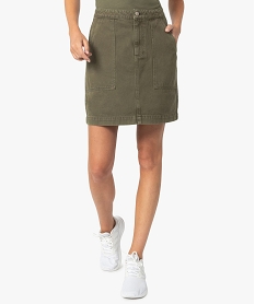 GEMO Jupe femme avec grandes poches plaquées kaki standard