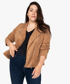 veste femme en suedine esprit biker orangeB990701_1