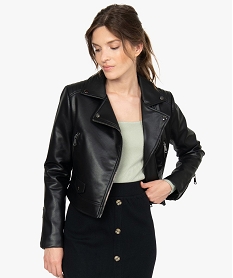GEMO Blouson  femme esprit biker à zip asymétrique Noir