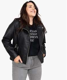 GEMO Veste femme grande taille esprit biker avec fermetures zippées Noir