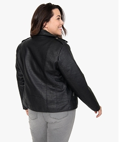 veste femme grande taille esprit biker avec fermetures zippees noirB991801_3