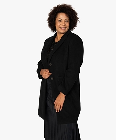 GEMO Manteau femme grande taille mi-long uni Noir