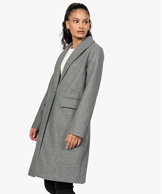 GEMO Manteau femme mi-long à col tailleur et fermeture 1 bouton Gris