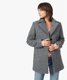 manteau femme mi-long en matiere bouclette a col tailleur grisB993801_1