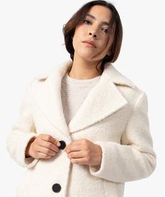 manteau femme mi-long en matiere bouclette a col tailleur beigeB993901_2