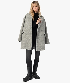 GEMO Manteau femme mi-long à double boutonnage Gris