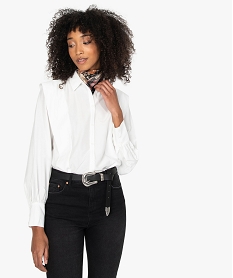 GEMO Blouse femme avec large volant sur les côtés Beige