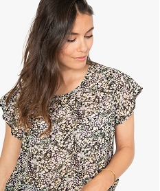 GEMO Blouse femme à manches courtes avec bas smocké Imprimé