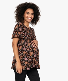 blouse de grossesse a smocks et fleurs imprimeB994701_1