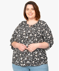 blouse femme grande taille imprimee a manches ¾ imprimeB996201_1