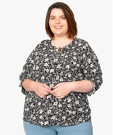 GEMO Blouse femme grande taille imprimée à manches ¾ Imprimé