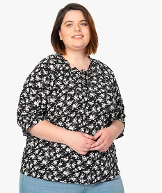 GEMO Blouse femme grande taille imprimée à manches ¾ Imprimé