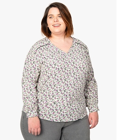 GEMO Blouse femme grande taille imprimée à manches longues Imprimé