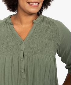 blouse femme grande taille en crepe avec buste smocke vert chemisiers et blousesB997101_2
