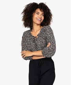 GEMO Blouse femme imprimée avec manches 34 élastiquées Imprimé