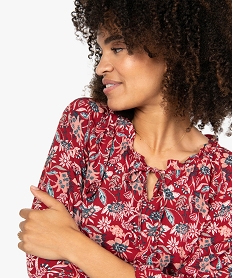 PULL BLEU FONCE BLOUSE AOP FLORAL