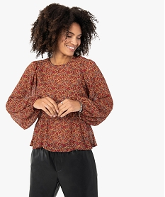 GEMO Blouse femme en voile avec manches chauve-souris Imprimé