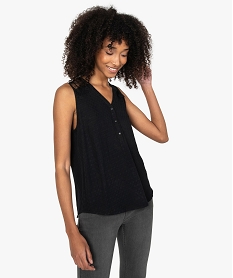 GEMO Blouse femme unie sans manches avec dentelle dans le dos Noir