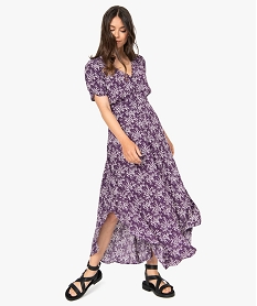 GEMO Robe femme longue à manches courtes Imprimé