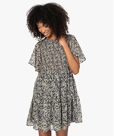 GEMO Robe femme à motifs fleuris et buste smocké Imprimé