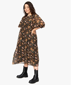 GEMO Robe femme grande taille longue à motifs fleuris et manches amples Imprimé