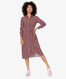 GEMO Robe chemise femme imprimée à jupe portefeuille Imprimé