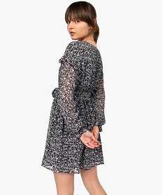 GEMO Robe femme courte en voile à motifs fleuris Imprimé