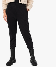 GEMO Pantalon de jogging femme avec revers en bas de jambes Noir