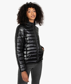 GEMO Blouson femme matelassé avec capuche Noir