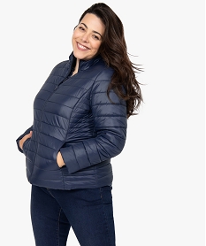 GEMO Blouson femme grande taille matelassé à col montant Bleu