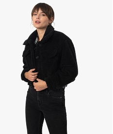 GEMO Blouson femme court en sherpa Noir