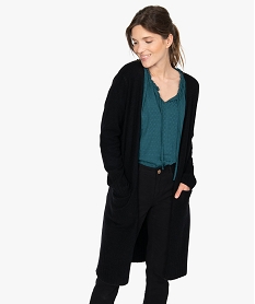 GEMO Gilet femme longueur genou à porter ouvert noir standard