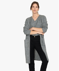 GEMO Gilet femme longueur genou à porter ouvert Gris