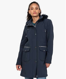 parka femme avec col montant et capuche bleuC007001_1