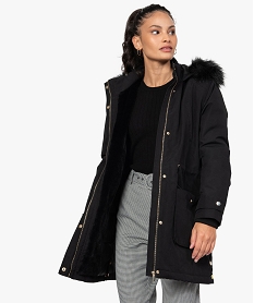 parka femme a capuche avec bord amovible noirC007201_1