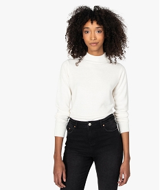 GEMO Pull femme col montant coloris uni Jaune