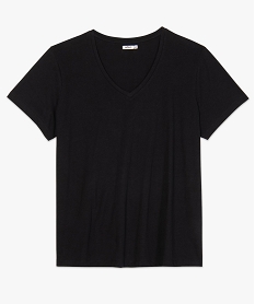 tee-shirt femme grande taille a manches courtes et col v noir t-shirts en cotonC016801_4