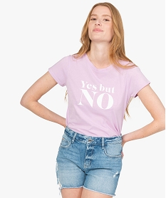 GEMO Tee-shirt femme à manches courtes avec message Rose