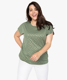 GEMO Tee-shirt femme grande taille à manches courtes à motifs Vert
