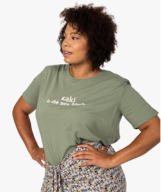 tee-shirt femme grande taille imprime avec petites epaulettes vertC021801_1