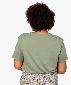 tee-shirt femme grande taille imprime avec petites epaulettes vertC021801_3