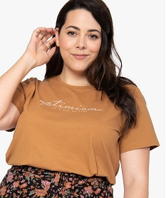 tee-shirt femme grande taille a manches courtes imprime orangeC021901_2