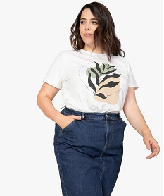 GEMO Tee-shirt femme grande taille à manches courtes imprimé Beige