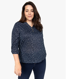 GEMO Tee-shirt femme grande taille imprimé col V et dos dentelle Imprimé