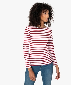 GEMO Tee-shirt femme rayé à manches longues Imprimé