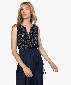GEMO Débardeur femme à motifs et col V noir vif