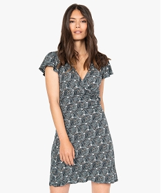 GEMO Robe courte cache-cœur en maille imprimée Imprimé